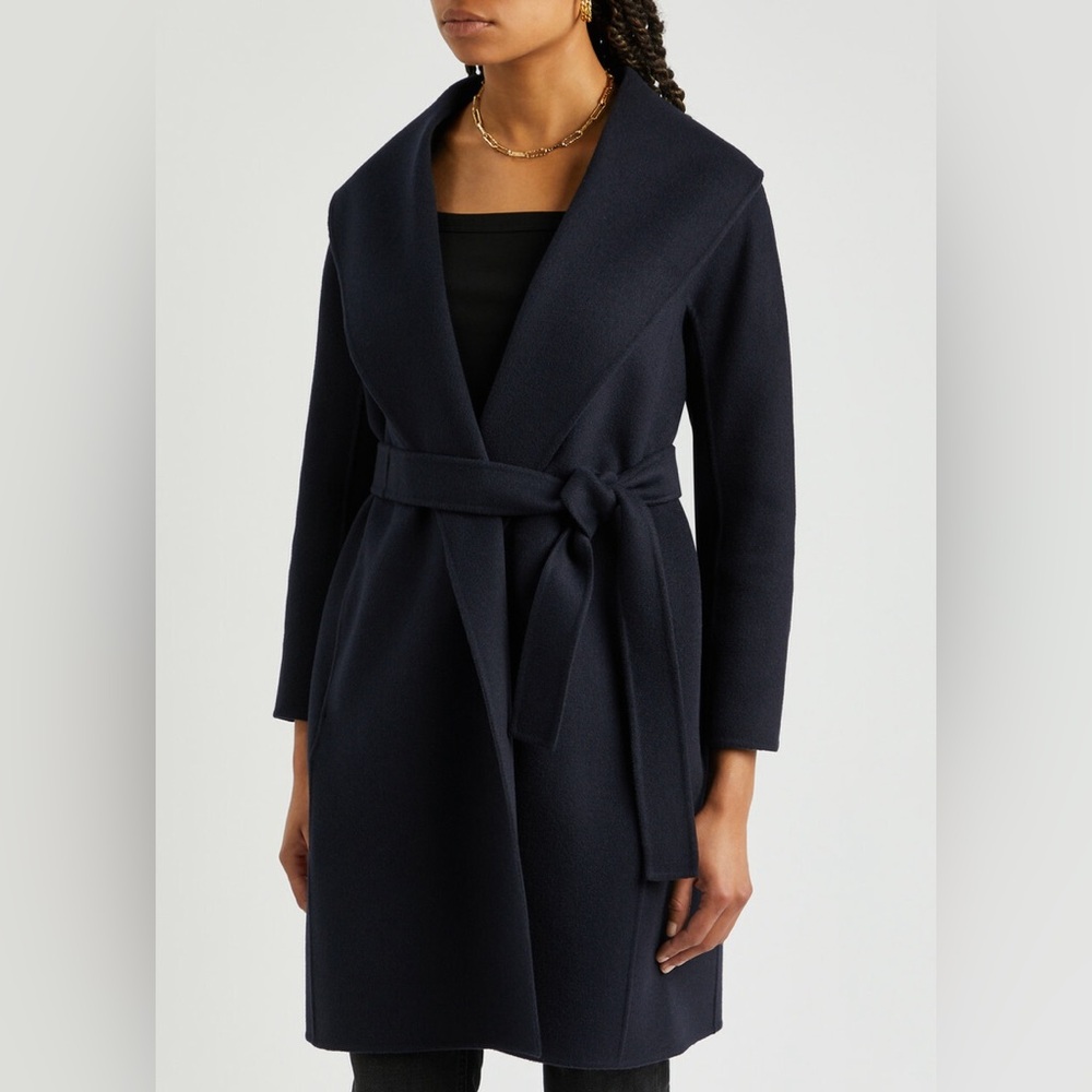 NEW S’ Max Mara Messi Wool Coat Dark Navy Size US 0 / IT 34